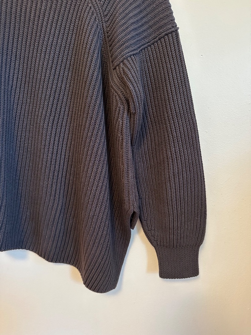 Soeur Arco Chunky Knit Asymmetrical Cotton Sweater in Charcoal | Size 1 (Small) - Picture 2 of 7